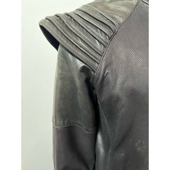 Vintage Wilson Mens Biker Motorcycle Jacket Black Lined Mandarin Collar 42 - Picture 9 of 12